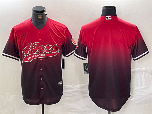 Men's San Francisco 49ers #13 Brock Purdy Red/Black With Patch Cool Base Stitched Baseball Jersey